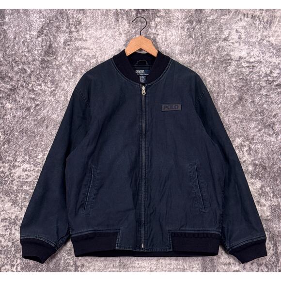 Vintage Polo Ralph Lauren Jacket Large Mens Heavyweight Workwear Bomber Patch - Picture 1 of 7